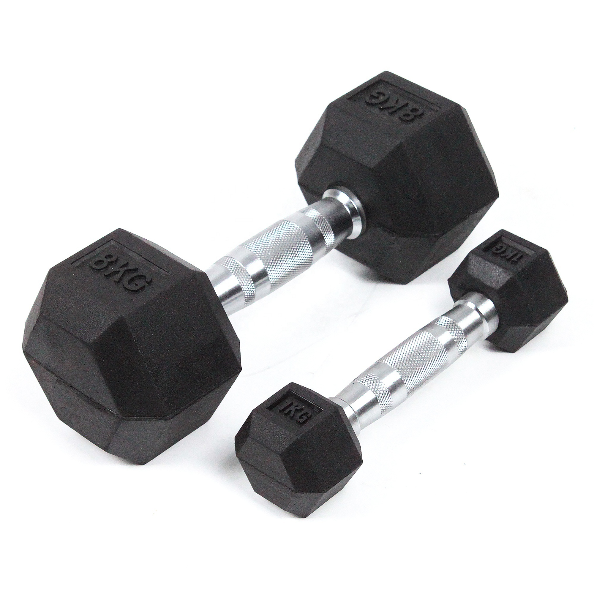 Custom Logo Multi Workout Sports Gym Dumbbells 20kg to 50kg KG LB Pounds Hex Rubber Coated Cast Iron Fitness Equipment