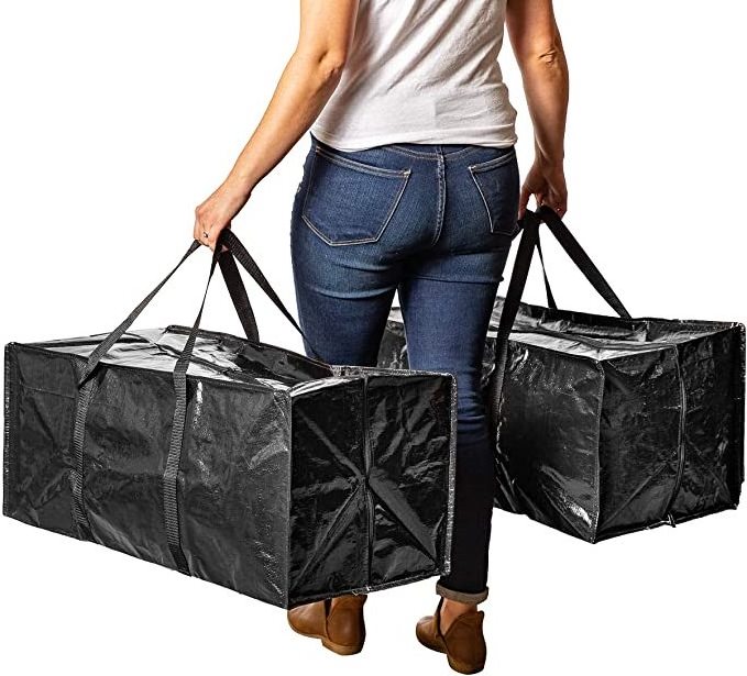 custom High Quality Big Storage Moving house woven organizer with 6 pack Extra Large Heavy Duty Strong Handles Bag