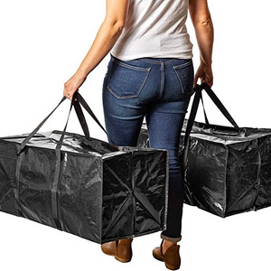 custom High Quality Big Storage Moving house woven organizer with 6 pack Extra Large Heavy Duty Strong Handles Bag