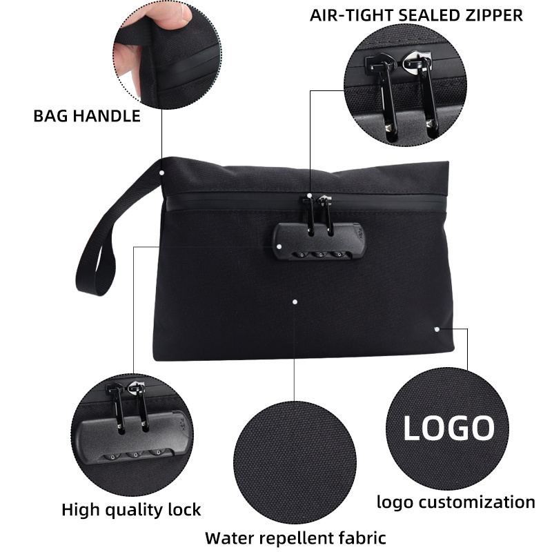 custom smell proof bag for smoking accessories carbon lined herb smellproof odor proof stash travel bags with Combination lock