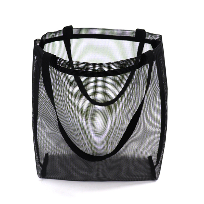 wholesale Ultralight Large small Personalized Beach Mesh Tote Bag Clear Beach Summer shopping Custom Tote Bag