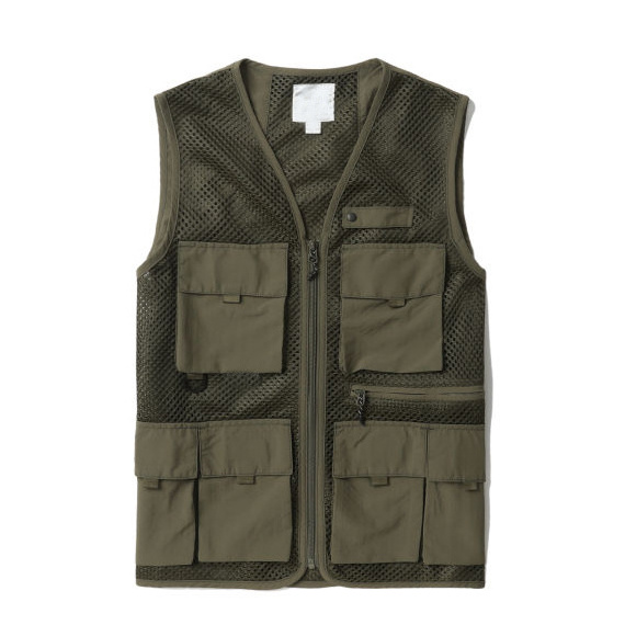 Wholesale streetwear lightweight mesh utility vest fashion work vest multi pocket cargo vest