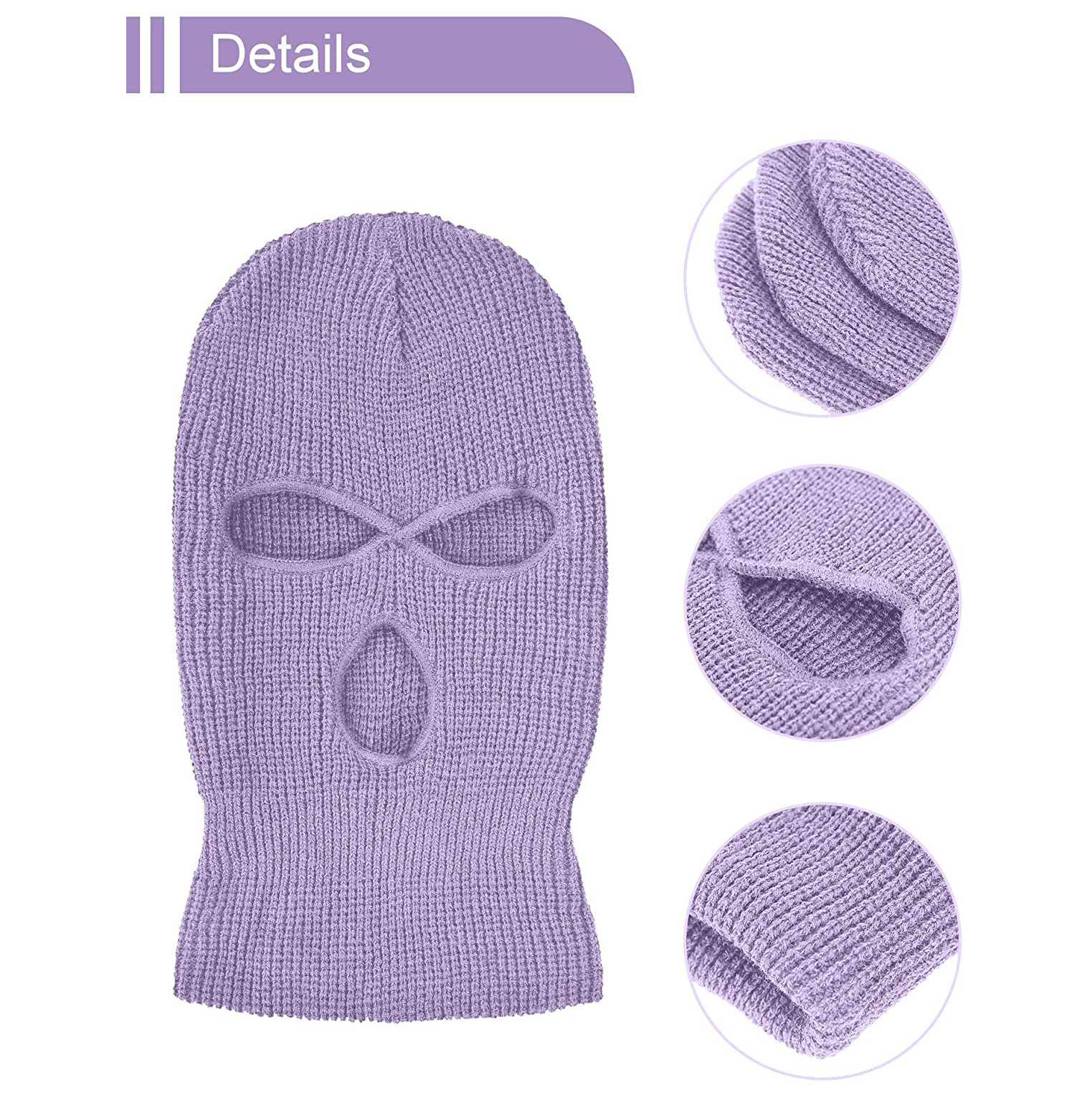 Winter Neon three hole Balaclava Hat Beanie Knitted Windproof Custom logo Full Face Ski Mask 3 hole Balaclava