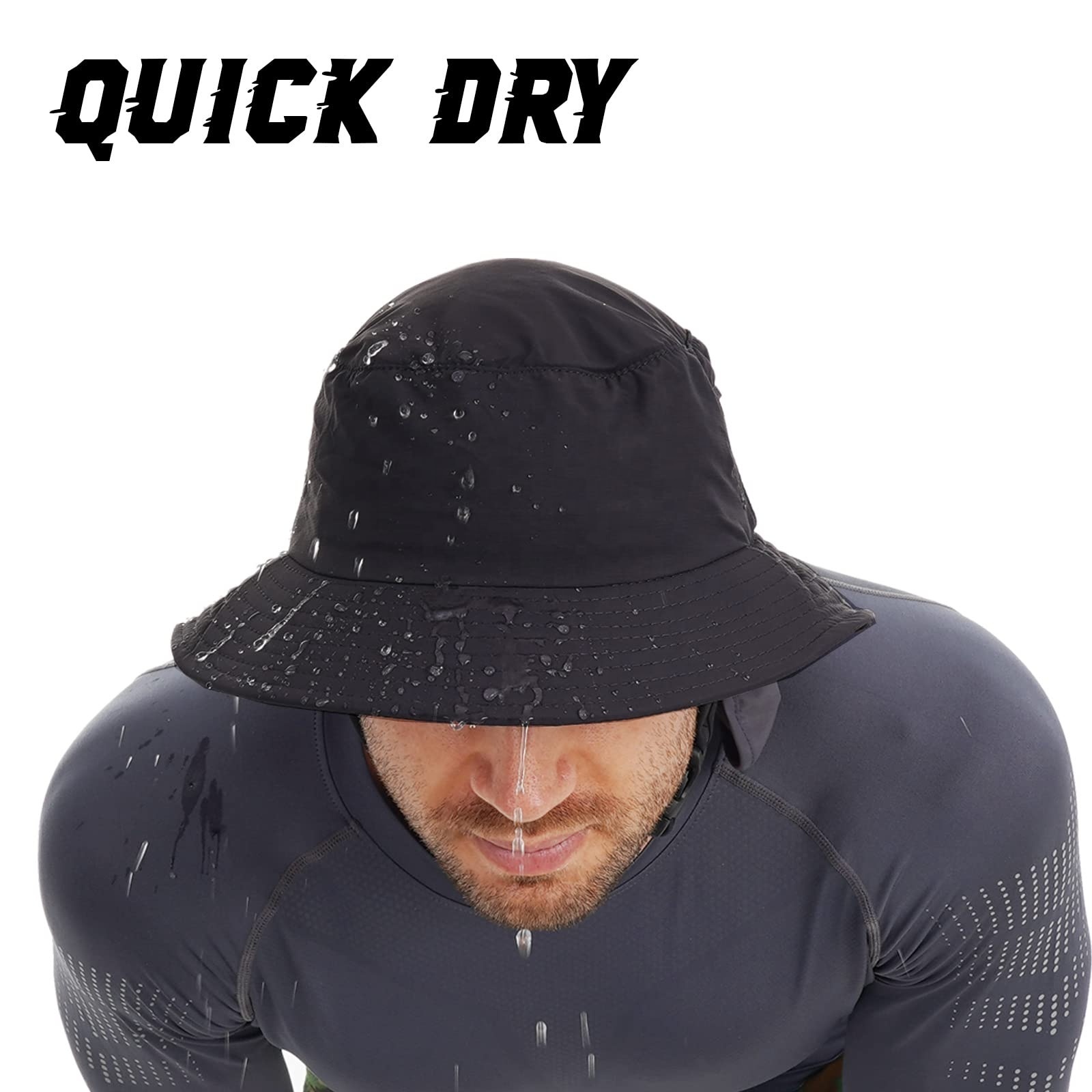 Surfing Boating Sun Protection Nylon Quick Dry Water Sports Custom Surf Bucket Hat with Chin Strap