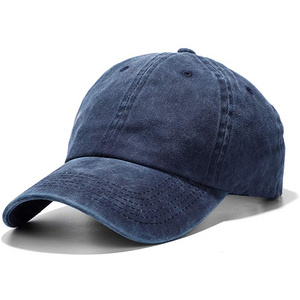 Unisex Best Quality Navy Custom Faded Baseball Vintage Washed 100% Cotton Pigment Dyed Low Profile Dad Hat Six Panel Cap