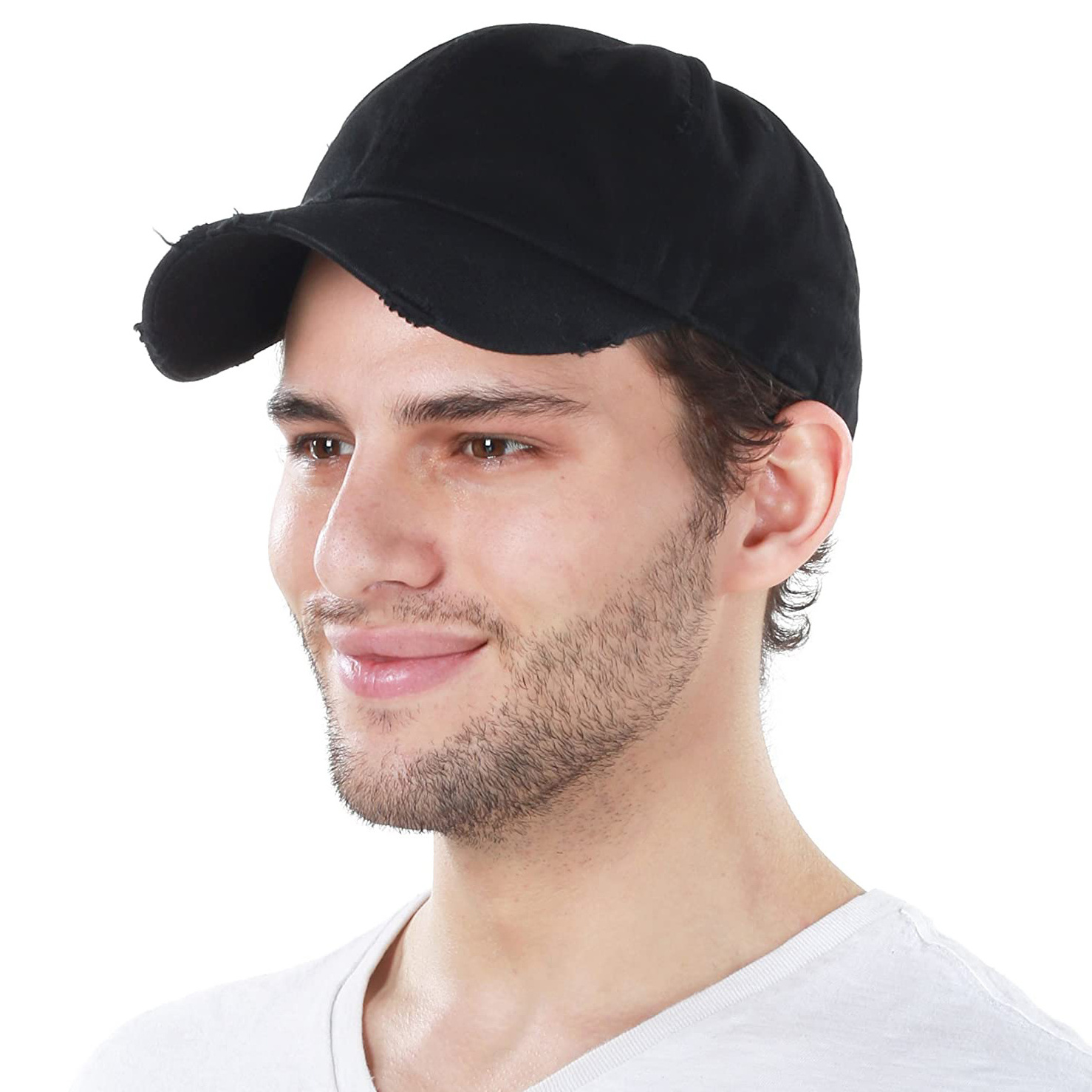 Cheap Men Distressed Custom Washed Blank 6 Panel Black Dad Hat Plain Soft Unstructured Baseball Cap