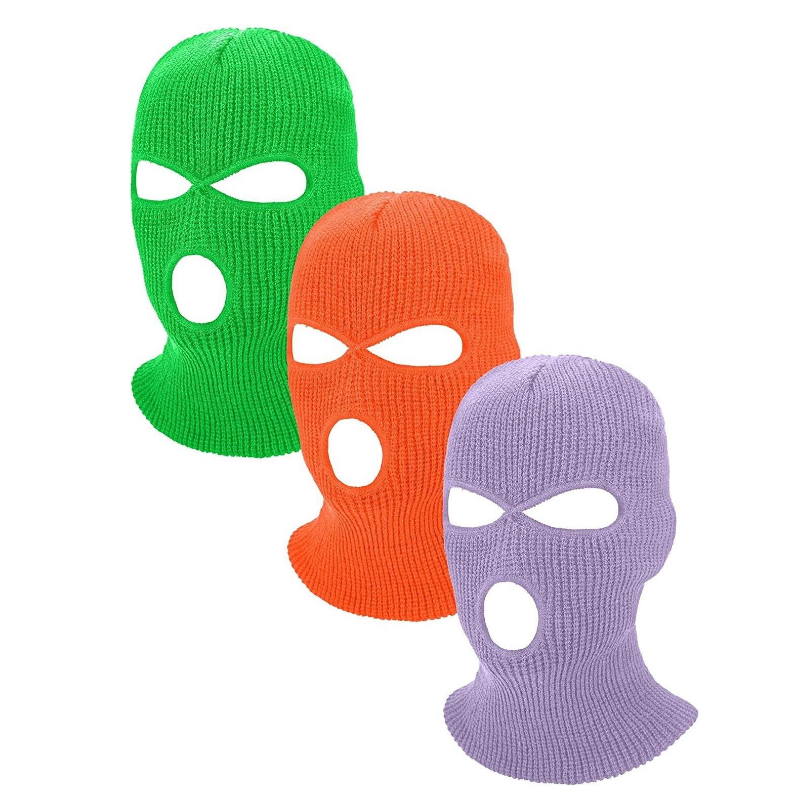 Winter Neon three hole Balaclava Hat Beanie Knitted Windproof Custom logo Full Face Ski Mask 3 hole Balaclava