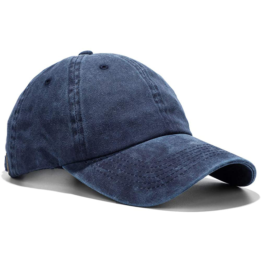 Unisex Best Quality Navy Custom Faded Baseball Vintage Washed 100% Cotton Pigment Dyed Low Profile Dad Hat Six Panel Cap