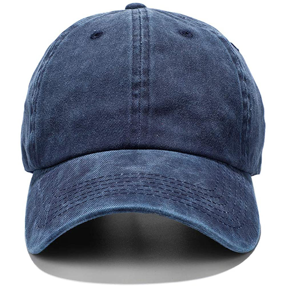 Unisex Best Quality Navy Custom Faded Baseball Vintage Washed 100% Cotton Pigment Dyed Low Profile Dad Hat Six Panel Cap