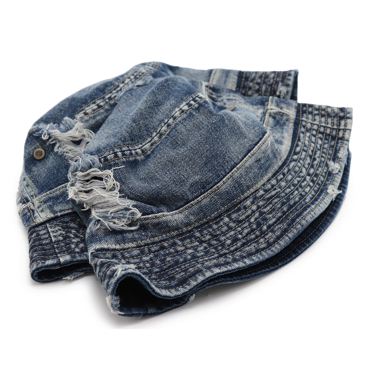 Stylish Premium Personalised Unique Custom Denim Jeans Distressed Sun Bucket Hat Manufacturer