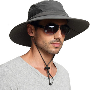 Summer Sun Hat for Men Women Sun Protection Wide Brim Bucket Hat Waterproof Breathable Packable Custom Boonie Hat for Fishing