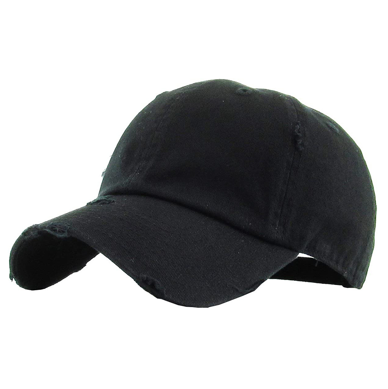 Cheap Men Distressed Custom Washed Blank 6 Panel Black Dad Hat Plain Soft Unstructured Baseball Cap