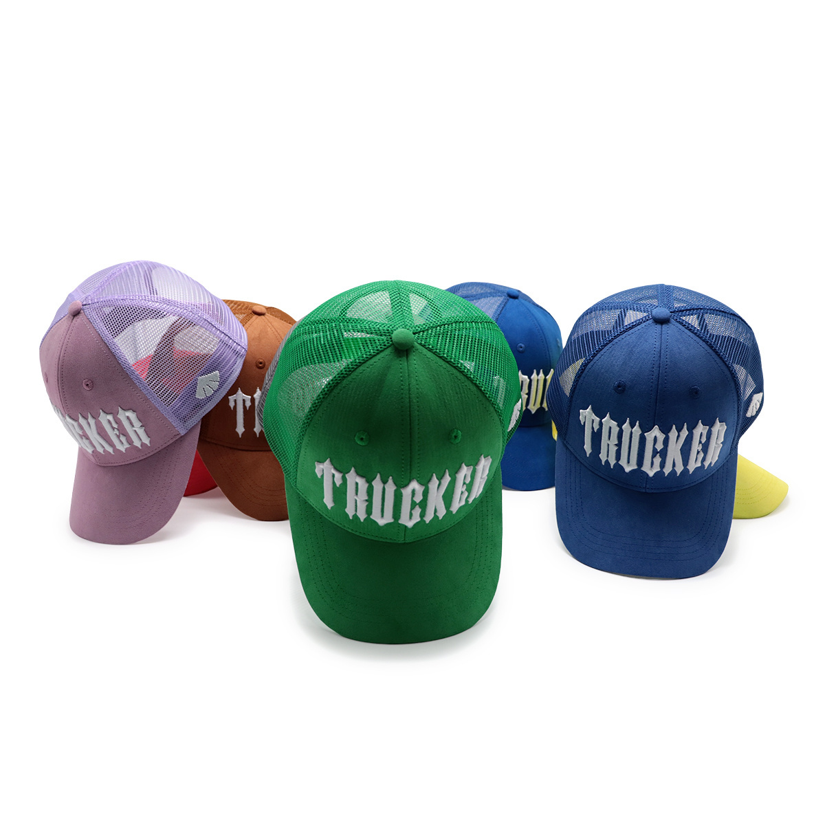 6 Panel Truck Mesh Ball Cap 3D Embroidery Logo Custom Suede Trucker Hat