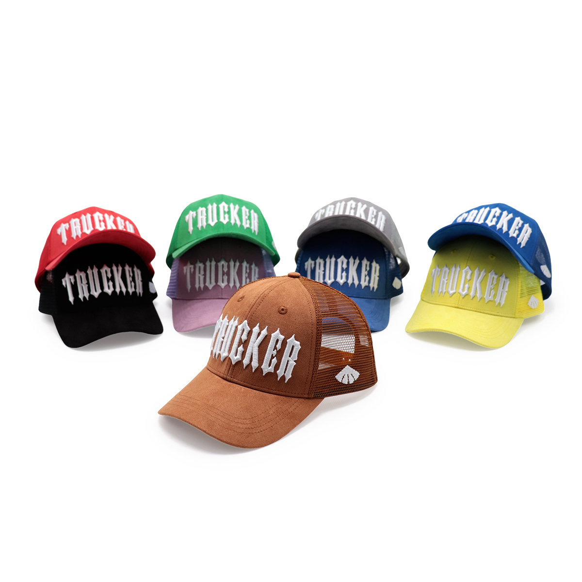 6 Panel Truck Mesh Ball Cap 3D Embroidery Logo Custom Suede Trucker Hat