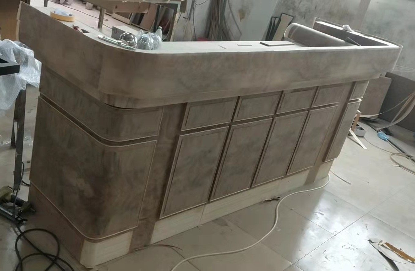 High quality Custom made 1920s styled Marble and Wood Counter and reception Table