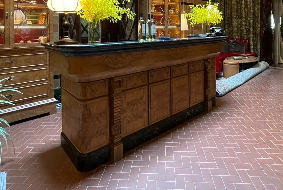 High quality Custom made 1920s styled Marble and Wood Counter and reception Table