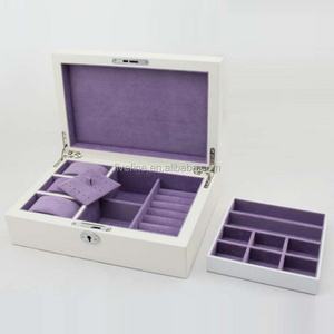 Elegant High gloss piano lacquer white jewelry Wooden Box