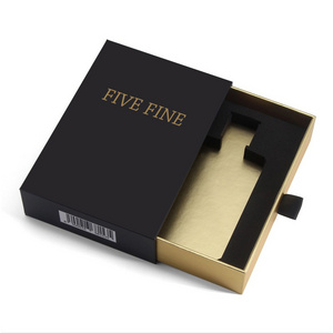 High Quality Black Matte Customized Logo Perfume Drawer Paper Box With Foam