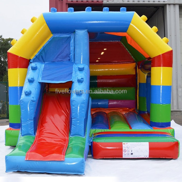 Moonwalk block party jumpers inflatable bouncers Legos bounce house combo with slide outdoor jumping castle