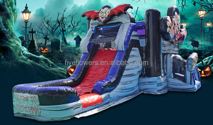 Giant bouncy castle combo halloween inflatable haunted house with slide