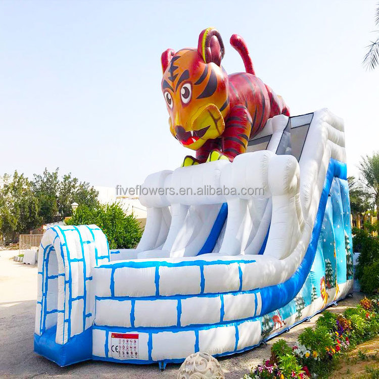 Outdoor commercial tiger inflatable slip and slide backyard inflatable slide for kids party cheap price tobogan inflable