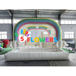 In stock PVC inflatable wedding bounce house jumping castle white bouncy castle with slide and ball pit for children adults fun