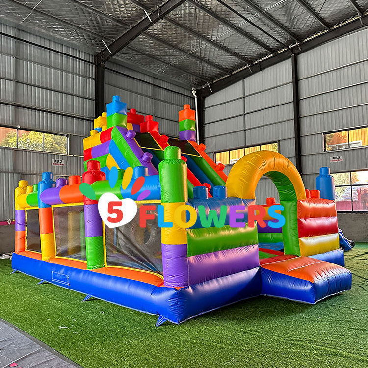 Building blocks inflatable children's slide dmuchany zamek inflatable bouncer with slide for party rental