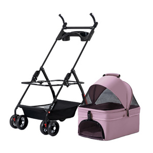 luxury pet trolley travel 4 wheel dog  pet  stroller for cat and dog Small foldable pet stroller Outdoor Travel