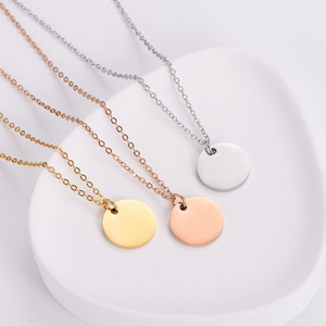 tarnish free stainless steel jewelry blanks gold coin round disc pendant necklace for engraving