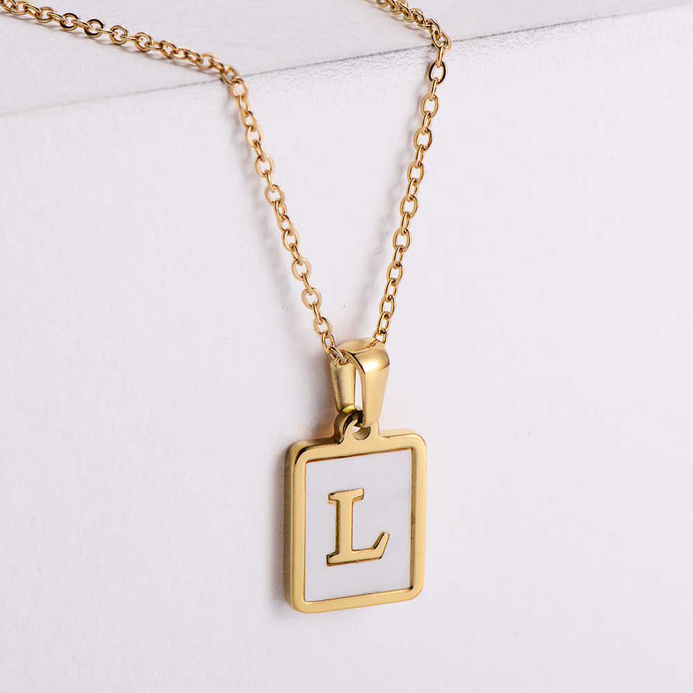 custom jewelry making 18k gold stainless steel charm pendant alphabet initial chain 26 A-Z letter necklace