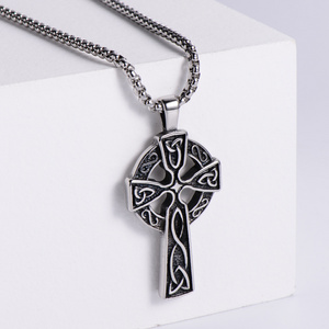 Norse viking jewelry knot stainless steel retro vintage celtic cross pendant