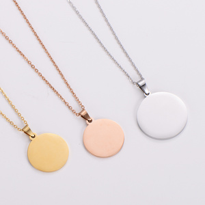 stainless steel 18k gold plated sublimation jewelry blanks round pendant for laser engraving