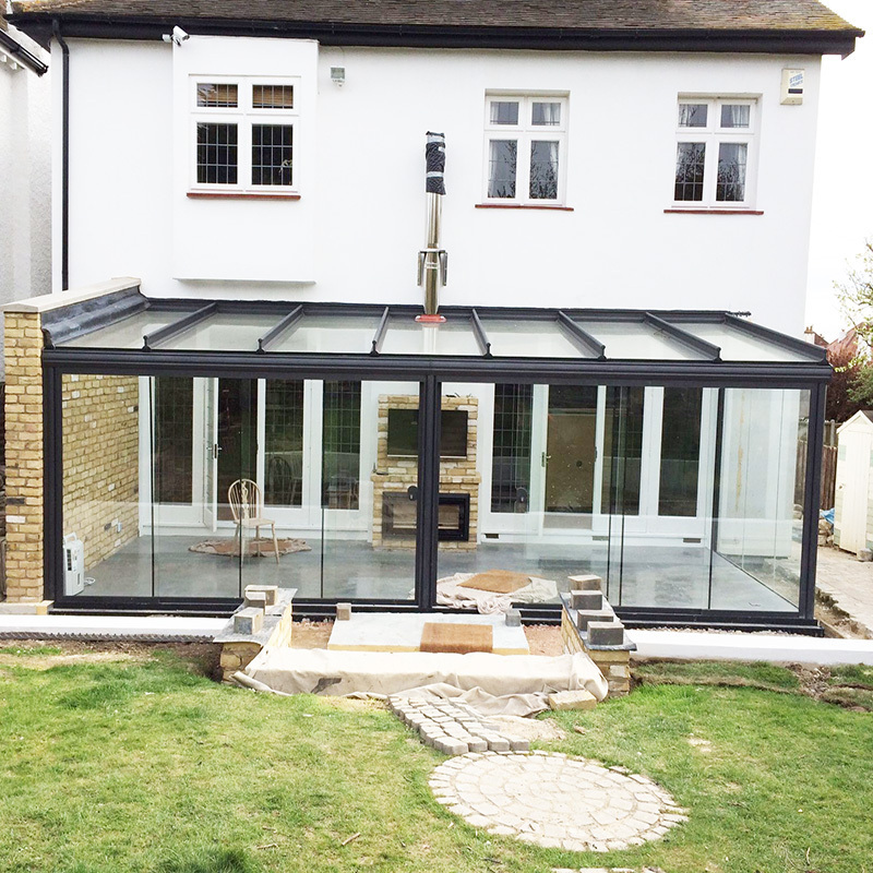 Prefabricated Sliding Retractable Sophisticated Glass House Aluminum Glass Sunroom For House Garden