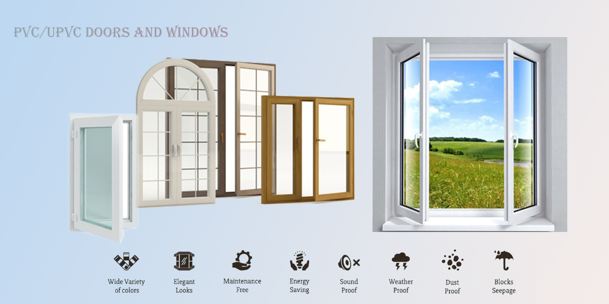 European Design UPVC Windows Double Glazing Swing PVC Casement Window