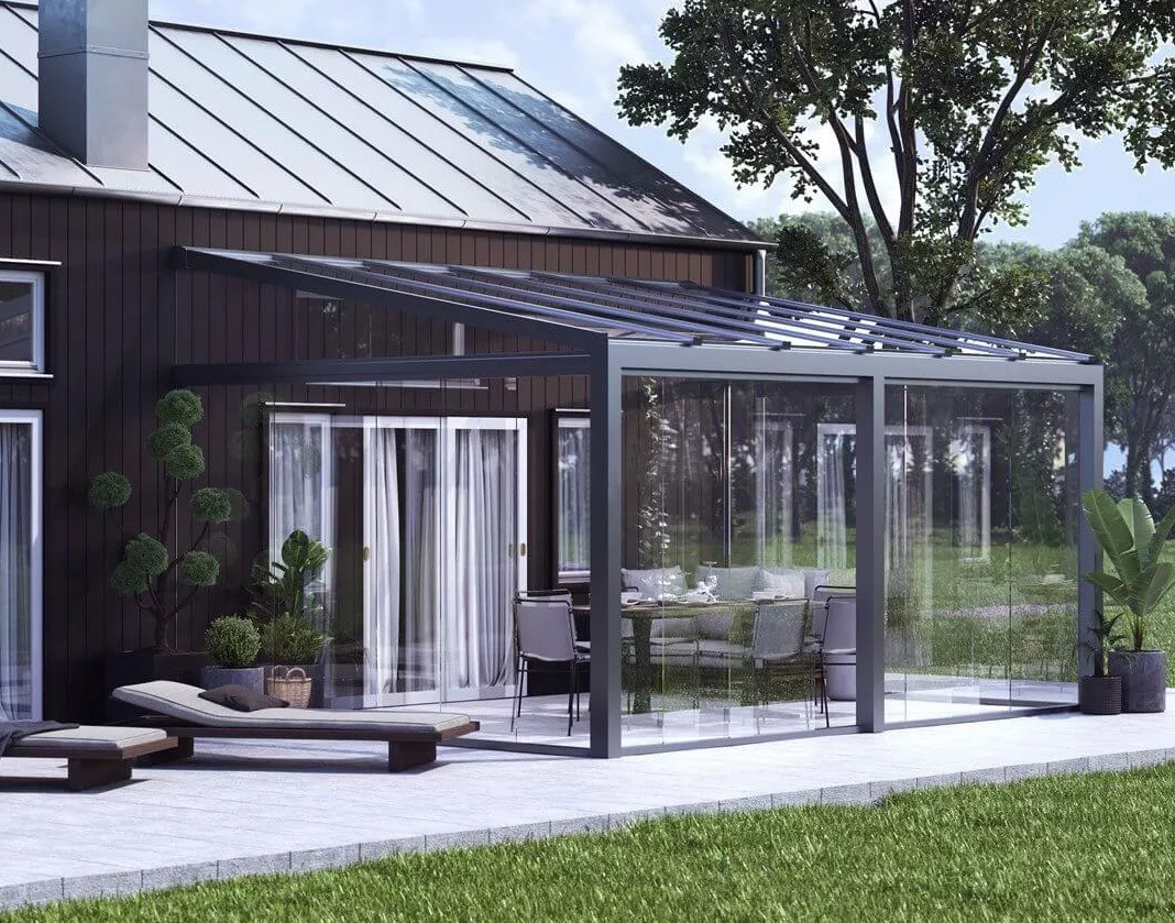 Customized Glass Houses Free Standing Sunroom Glass Panels For Sale