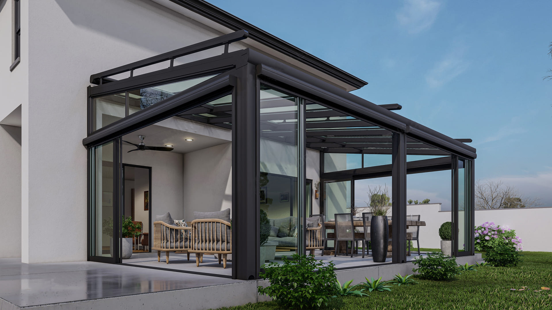 Customized Free Standing Aluminium Frame Glass Sunroom & Glass Houses