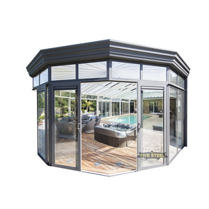 Prefabricated Sliding Retractable Sophisticated Glass House Aluminum Glass Sunroom For House Garden