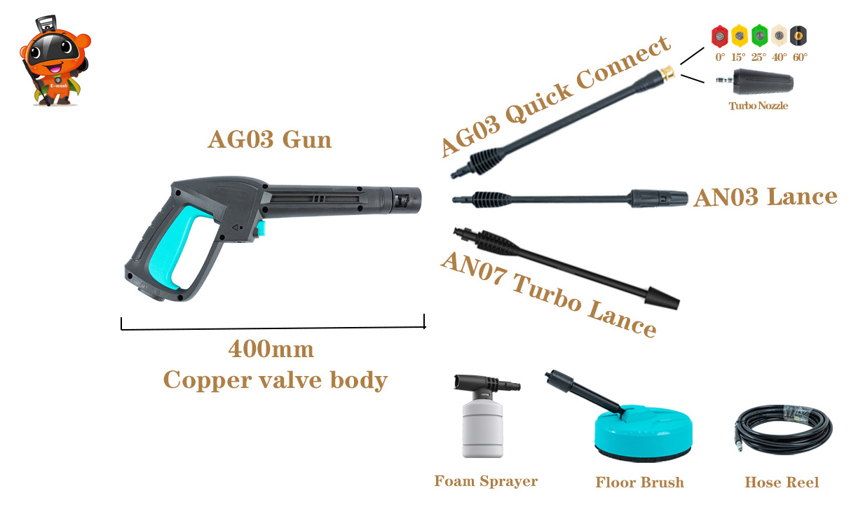 Automatic Car Cleaning Machine With High Power Foam  Sprayer Water Jet Cleaning Gun 1800W Pressure Washer