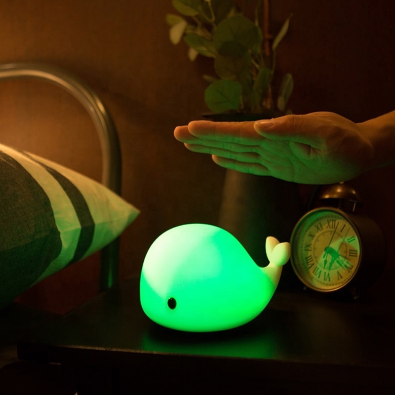 Rechargeable Baby LED Night Light with 6 Colors Touch Sensor Soft Cute Dolphin Silicone Safety LED Nursery Lamp