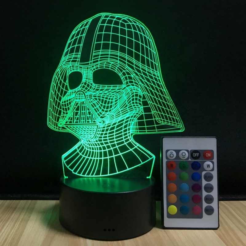 Darth Vader 3D Night Light USB Charge Battery Powered  LED Table Lamp Multicolor Visual Remote Control Desk Lamp