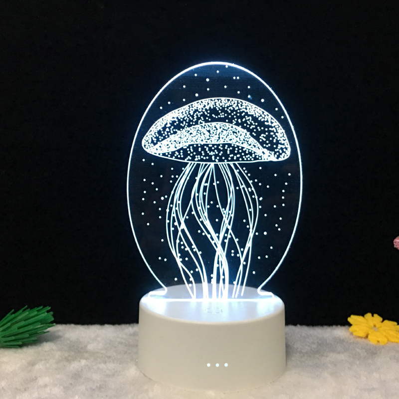 3D Illusion Lamp Jellyfish Night Light Lighting Touch Table Desk Lamps 7 Color Changing LED Lights Jellyfish Animal Figure lamp