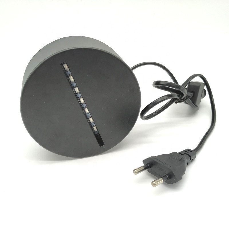 Led lamp base 3 colors European Plug with Button switch Modern Black Night Light Acrylic 3D Led night lamp Assembled Base