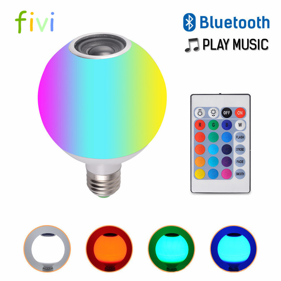 Speaker Smart LED Light Bulb E27 7W Colorful RGB With 24 Keys Remote Control Music Playing Dimmable Wireless Led Lamp