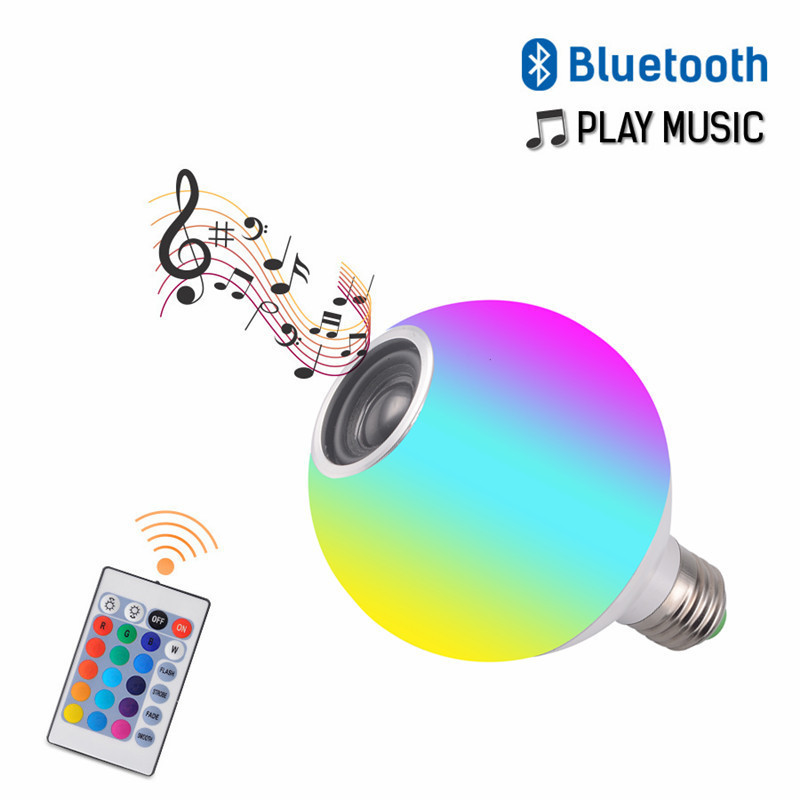 Speaker Smart LED Light Bulb E27 7W Colorful RGB With 24 Keys Remote Control Music Playing Dimmable Wireless Led Lamp