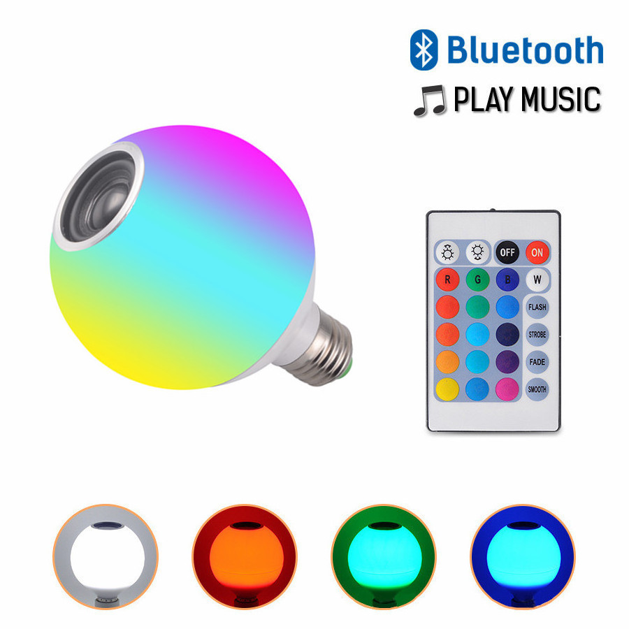 Speaker Smart LED Light Bulb E27 7W Colorful RGB With 24 Keys Remote Control Music Playing Dimmable Wireless Led Lamp