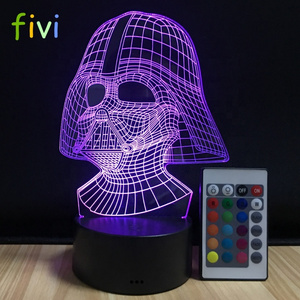 Darth Vader 3D Night Light USB Charge Battery Powered  LED Table Lamp Multicolor Visual Remote Control Desk Lamp