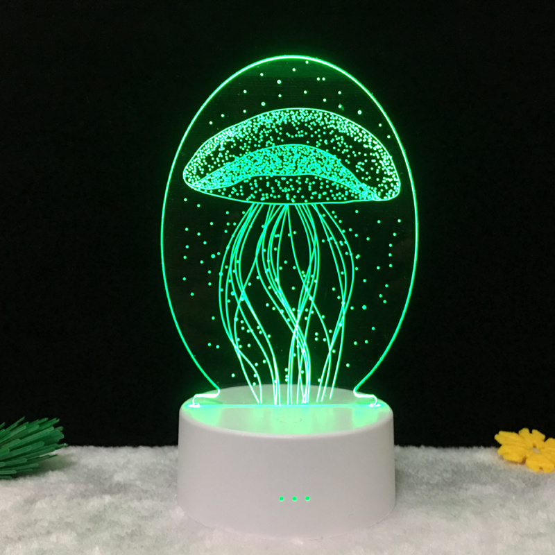 3D Illusion Lamp Jellyfish Night Light Lighting Touch Table Desk Lamps 7 Color Changing LED Lights Jellyfish Animal Figure lamp