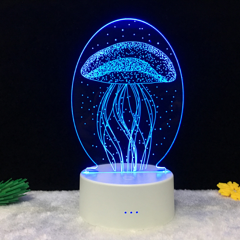 3D Illusion Lamp Jellyfish Night Light Lighting Touch Table Desk Lamps 7 Color Changing LED Lights Jellyfish Animal Figure lamp