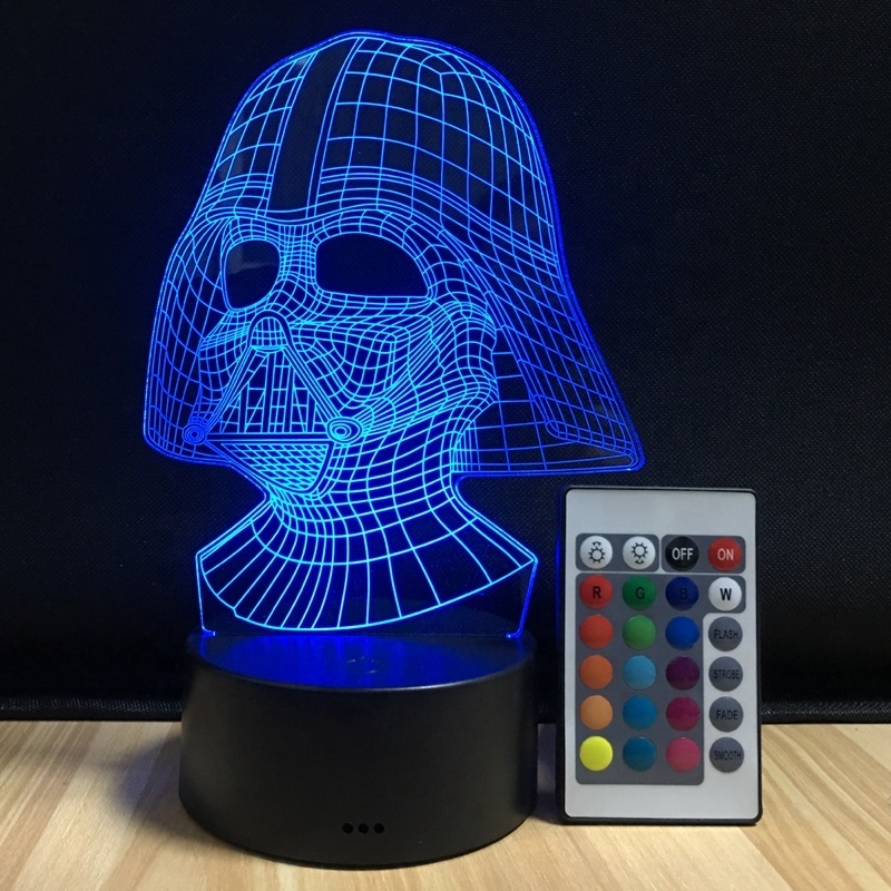 Darth Vader 3D Night Light USB Charge Battery Powered  LED Table Lamp Multicolor Visual Remote Control Desk Lamp