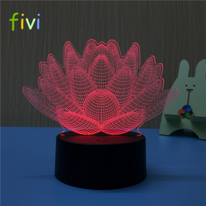 7 color changing Touch Lotus 3D colorful night light stereoscopic visual illusion lamp LED lamp Decor light